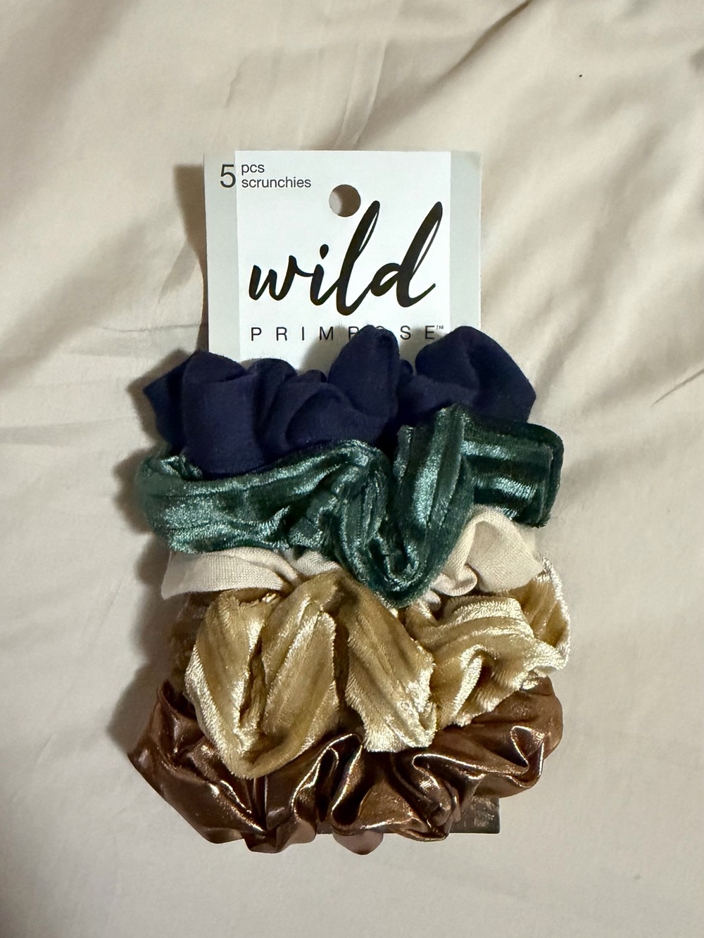 Others Follow Velvet & Satin Scrunchie Set - Navy, Green, Cream, Gold, Brown